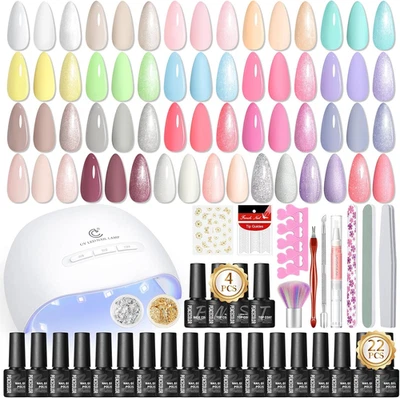 Gel Nagellack UV Set mit Lampe 22 Farben Base Top Coat 4 Stück Geschenk Frauen - Bild 1 von 4