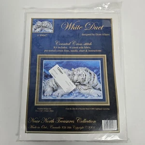 NEAR NORTH TREASURES CROSS STITCH White Snow Tigers Sealed Kit - Picture 1 of 2