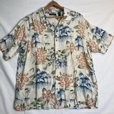 Brandini Pure Silk Hawaiian Short Sleeve Palms Tropical Shirt Men’s Size XL - Image 1 of 4