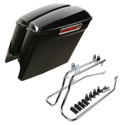 Painted Hard Saddlebags & Conversion Bracket Fit For Harley Softail Deluxe 84-17 - Изображение 1 из 4