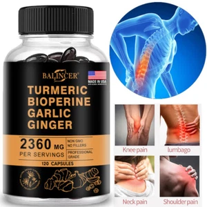 Curcumina de cúrcuma orgánica con jengibre pimienta negra 120ct dolor articular fuerza máxima - Imagen 1 de 8