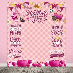 Mothers Day Backdrops for Photography,Happy Mothers Day Photo Backdrop Pink Moth - Picture 1 of 6