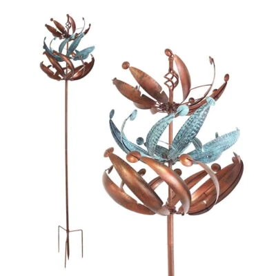 Windrad mit 3 gegenläufigen Rotoren, bronze, Gartendeko, 221 cm hoch - Bild 1 von 4