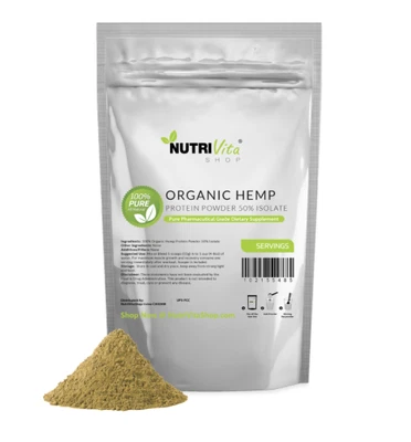2X 2lb (4lb) 100% Pure Organic Hemp Protein Powder 50% Isolate High Fiber - Image 1 of 3