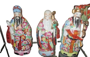 Set 3 Vintage 11in Chinese Porcelain Three Immortals Fuk/Luk/Sau Gods Figurines - Picture 1 of 1