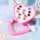  24 Pcs Girls Heart Ring Colorful Rhinestone Rings Jewelry Box