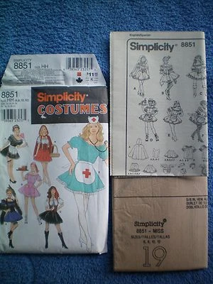 Uncut Simplicity sz 6-12 Sexy Nurse Maid COSPLAY  Dress Costume Pattern 8851 NEW - Image 1 of 2