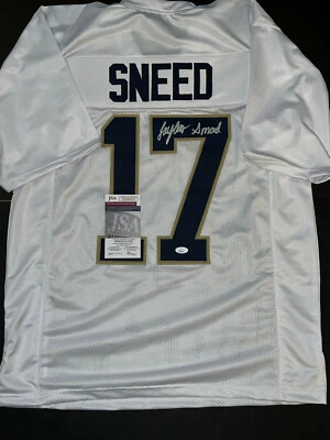 Jaylen Sneed Notre Dame Irish Auto Signed White Jersey JSA COA - - Image 1 of 3