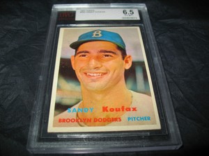 1957 Topps #302 SANDY KOUFAX BVG EXMT+ 6.5 ~BROOKLYN DODGERS ~ SP ~not psa