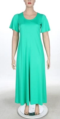 Maxi Vestido Neiman Marcus Vintage Años 70 80 Verde Manga Corta Talla 16 Foto 1 de 3