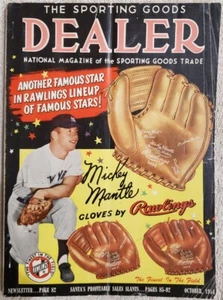 RIVISTA RIVENDITORE ARTICOLI SPORTIVI 1954 CON COPERTINA BASEBALL MICKEY MANTLE RAWLINGS - Foto 1 di 9