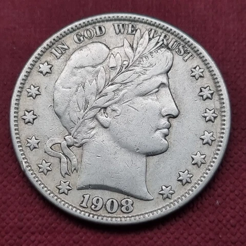 1908 D Barber Half Dollar 50c Higher Grade XF - AU #48841 Cover
