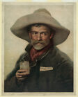 Trading Card for Wiedemann Beer of Old Cowboy with a Beer Vintage 8x10 Reprint