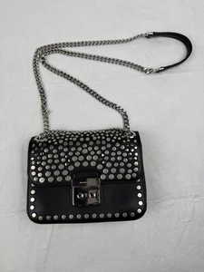 Michael Kors Jenkins Stud Chain Shoulder/Crossbody Leder Tasche Schwarz *LESEN - Bild 1 von 22