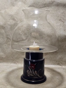 Clear Glass Dome Globe Hurricane Lamp Tealight Candlelight Holder Blue 10" - Picture 1 of 7