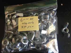 7/16" X 14 UNC Coarse Thread Wing Nut Bright  Zinc Plated Steel  (39) Pieces - Picture 1 of 6