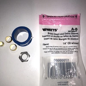 Watts A-8 96760-PT Brass Insert and Delrin Sleeve 1/4" OD w/insert - 5 PCs  B1 - Picture 1 of 8