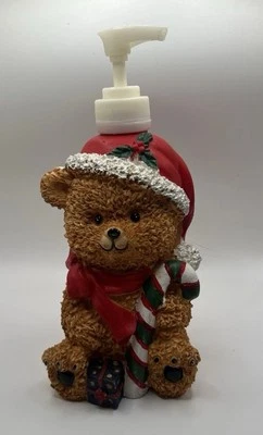 Dispensador de bomba de jabón de cerámica vintage de oso de peluche Navidad Foto 1 de 4