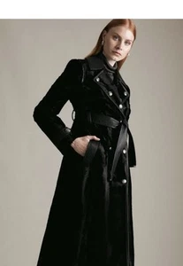 Karen Millen pony hair trench coat with silver buttons in black size UK12 - Picture 1 of 13