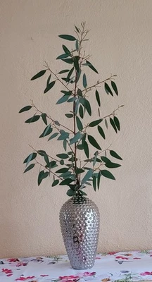 Vase silber mit Noppen, Keramik 970 gr. H. 25cm, B. 13cm, Öffnung 2,5cm - Bild 1 von 4