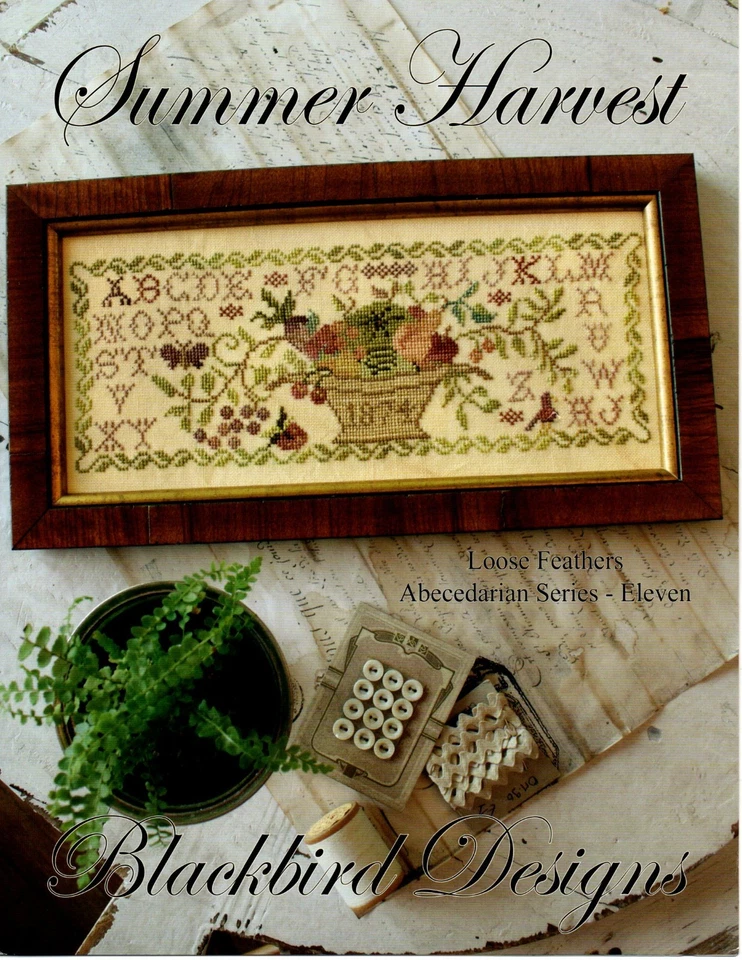 Blackbird Designs Summer Harvest OOP Feathers Abecedarian #11  Fruit Veg Sampler - Image 1 of 1