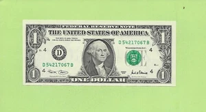 2001 ..UNCIRC $1 D 5421 7067 B .... 2001 $1 D-B NICE NOTE FRN - Picture 1 of 2
