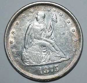 AU DET 1875  Silver Twenty Cent Piece 20C {{{3717 - Picture 1 of 3