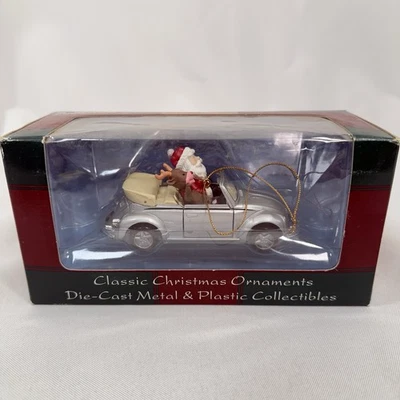 Maisto 1993 Die Cast Silver Volkswagen adorno de Navidad Santa & Rudolph Foto 1 de 4