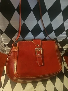 De Colección Giannetti Cartera Cuero Rojo Bolso de Hombro Estructurado - Imagen 1 de 10