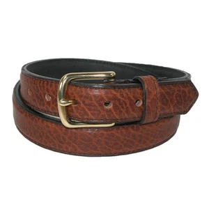 Boston Leather Men's 1.25 Inch Wide Bison Leather Belt - Picture 1 of 7