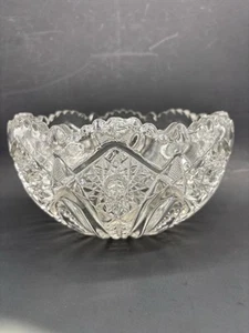Vintage L.E. "Cuenco de vidrio transparente Smith Quintec 8"" diente de sierra con volantes con estrellas" - Imagen 1 de 7