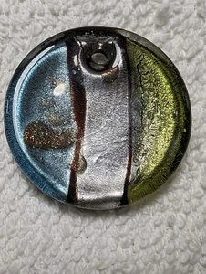 Glass Sparkle Pendant Round Blue Green Gray/Silver Color - Picture 1 of 3