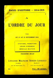 AUF ORDEN des TAGES 11 bis 21/11 HISTORISCHE SEITEN 1914 Lib Berger-Levrault 1914 - Bild 1 von 1