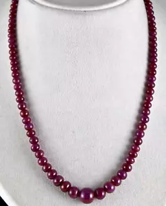 Certified Natural Ruby Necklace Beads Round 1 L 216 Ct Red Gemstone Silver Clasp - Picture 1 of 10