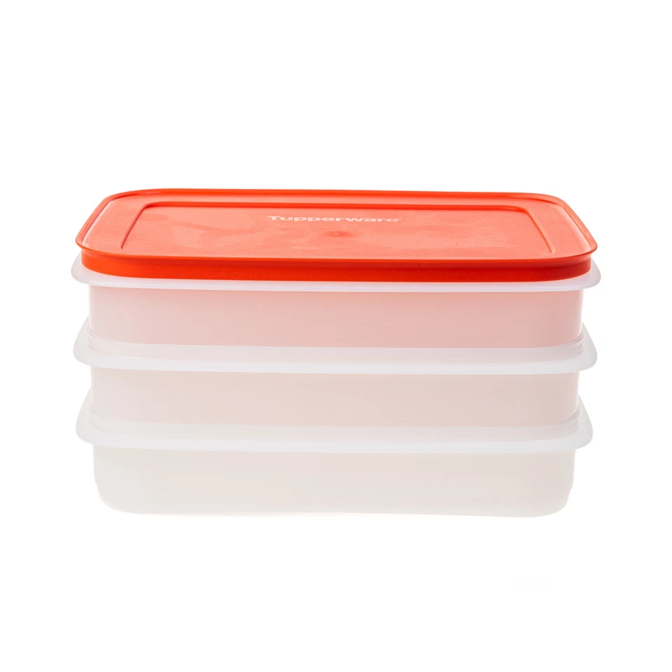 Tupperware Freeze n Fresh 675 ml Weiß Rot flach 3 Behälter 1 Deckel 36766 - Bild 1 von 1