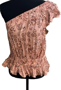 Nasty Gal One Should Paisley Print Crop Top Pink Size S/M - Picture 1 of 9
