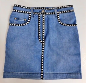 Moschino Couture Blue Denim Crystal Skirt sz 2 - Picture 1 of 5