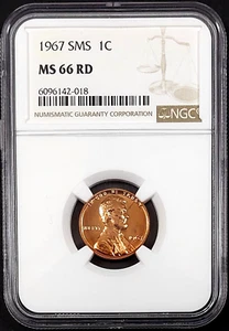 1967 SMS Lincoln Cent certified MS 66 RD by NGC! sku 2-018 - Picture 1 of 4