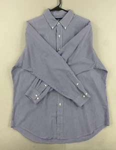 Camicia Ralph Lauren vintage uomo M blu medio bianco quadri bottoni manica lunga - Foto 1 di 18