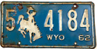 Wyoming 1962 License Plate Vintage Auto Albany Co Cave Wall Decor Collector