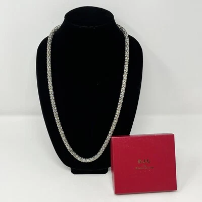 Cadena de palomitas de maíz Kenneth Jay Lane azul tono dorado estrás serpiente brillante KJL J Foto 1 de 4