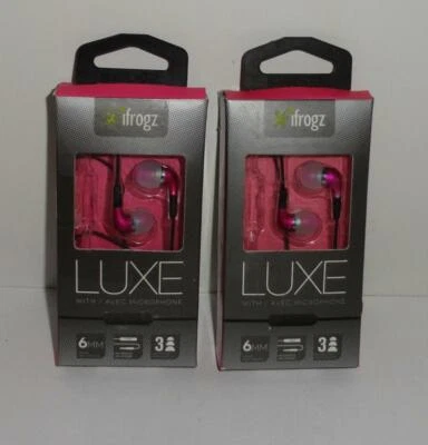 Lot of 2 iFrogz Luxe Earbuds with Built-in Microphone -Pink - Image 1 of 4