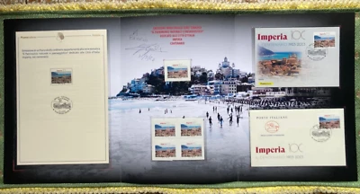 31 Maggio - Imperia Centenario : CARTELLA FILATELICA con dedica e firma Sindaco - Immagine 1 di 4