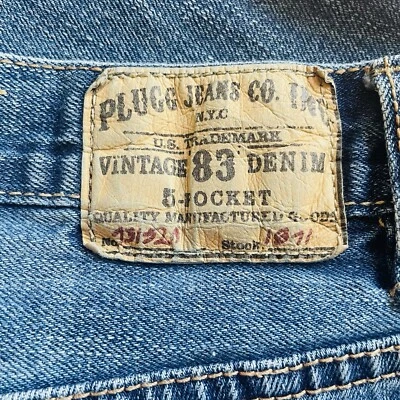 Pantalones de mezclilla vintage Plugg para hombre 44 x 32 Hip Hop azul desgastado patinador Y2K Foto 1 de 4