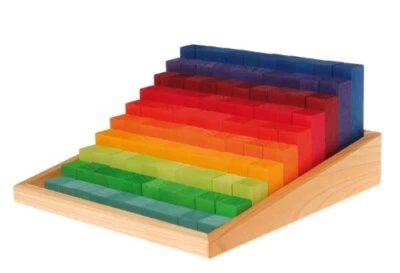 Grimm's rainbow counting block Small 100 Pcs Stepped Building & Counting GM42100 - Image 1 of 4