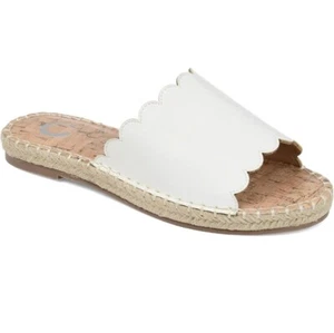 Journee Collection Womens 8.5 M White Marjan Flat Sandals NIB WD4 - Picture 1 of 6