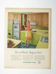 Vintage 1960s Bethlehem Steel Kitchen MOD Decor Print AD Mid Century - Picture 1 of 2