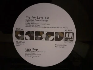 Iggy Pop – Cry For Love - 1986 US First Pressing W/Label Promo 12" Vinyl Single - Picture 1 of 6