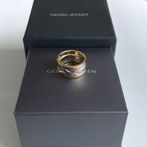 Georg Jensen Fusion Ring 18K 750 Yellow White Rose Gold Puzzle Ring US 5.25