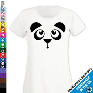 Ladies Panda Face Tshirt - Cute Animal Lover Shirt - Secret Santa Womens Top - Picture 1 of 18